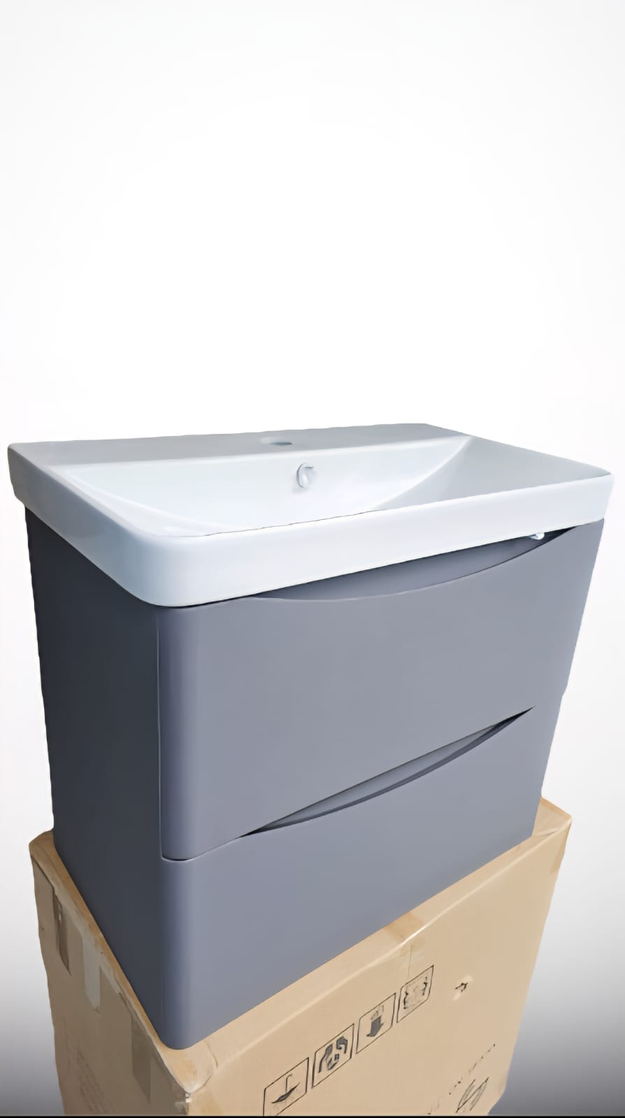 Onda - 600mm Wall Mounted Vanity Unit & Ceramic Basin - Anthracite