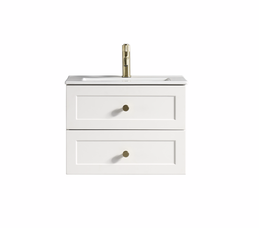 Modena 600mm 2 Drawer Wall Mounted Vanity Unit & Basin - white
