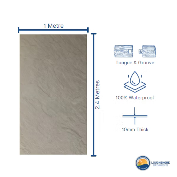 1m PVC Wall Panel - Beige Slate Matt