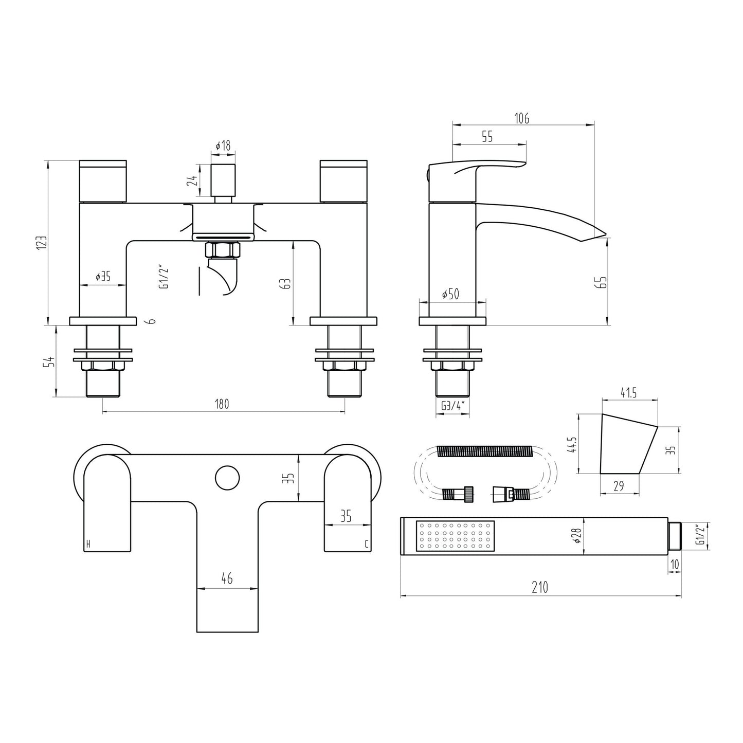Pietro Bath Mixer - Chrome