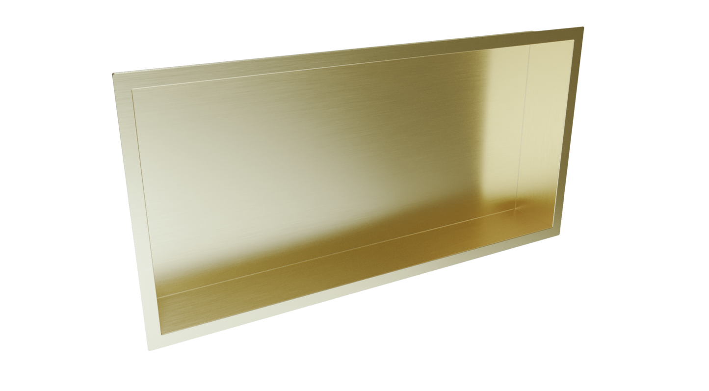 Inset Shower Niche 600x300mm - Brushed Brass