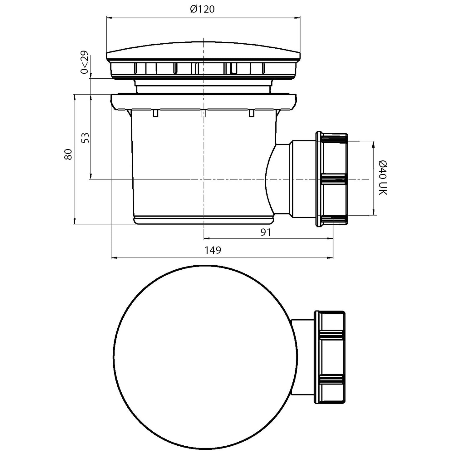 90mm Dome Shower Waste - Chrome