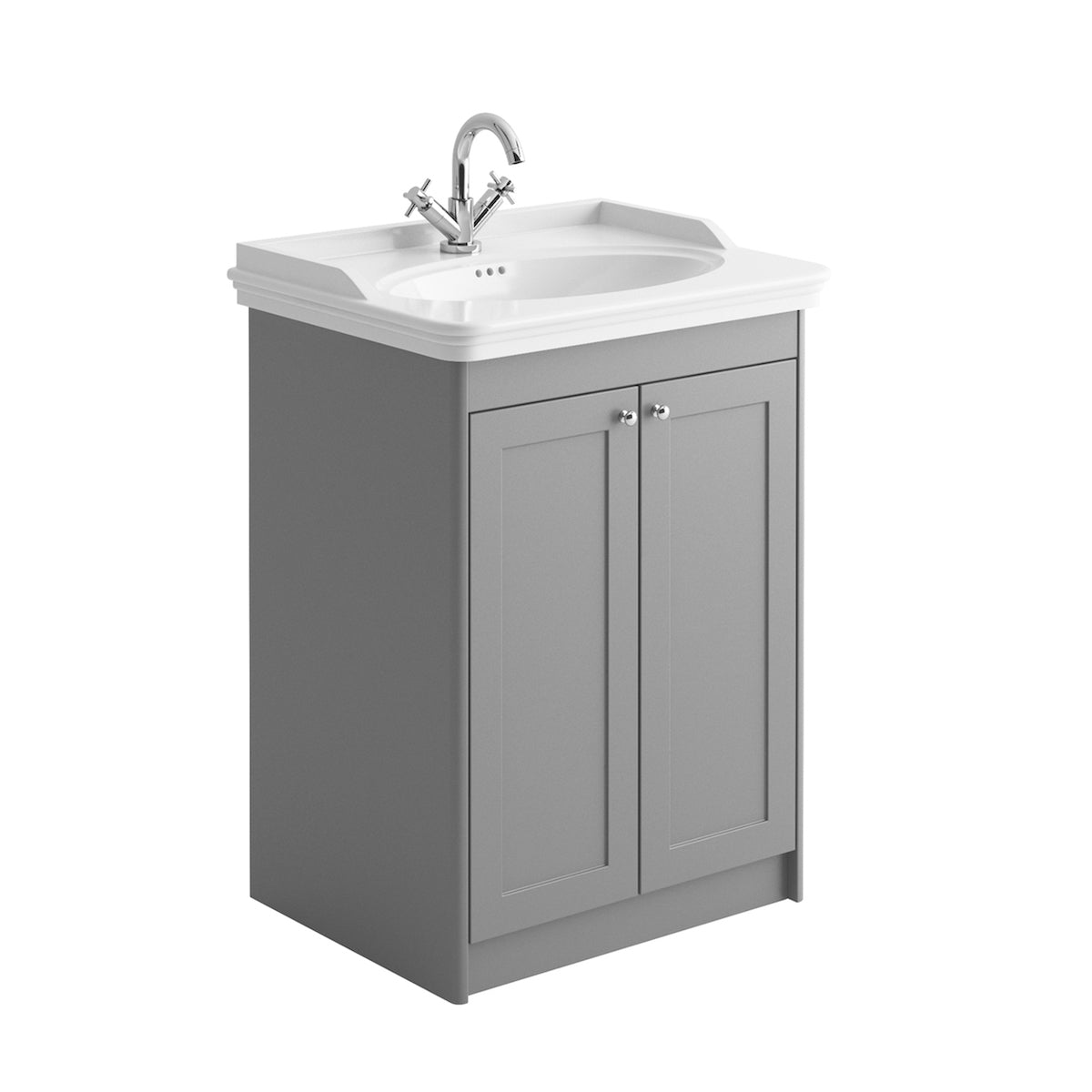 Carlton 600mm 2 Door Vanity Unit & Basin - Grey