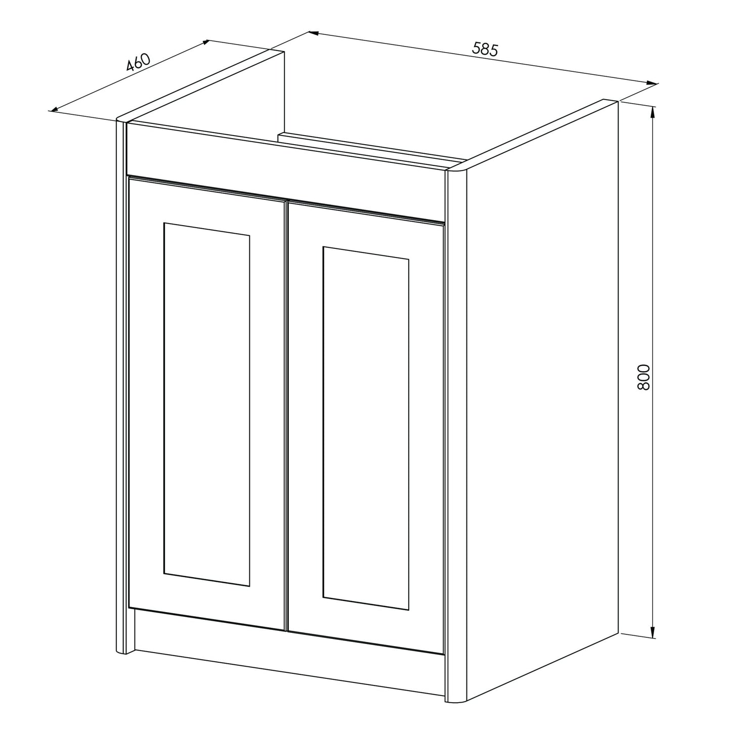Carlton 600mm 2 Door Floorstanding Vanity Unit & Basin - Satin White