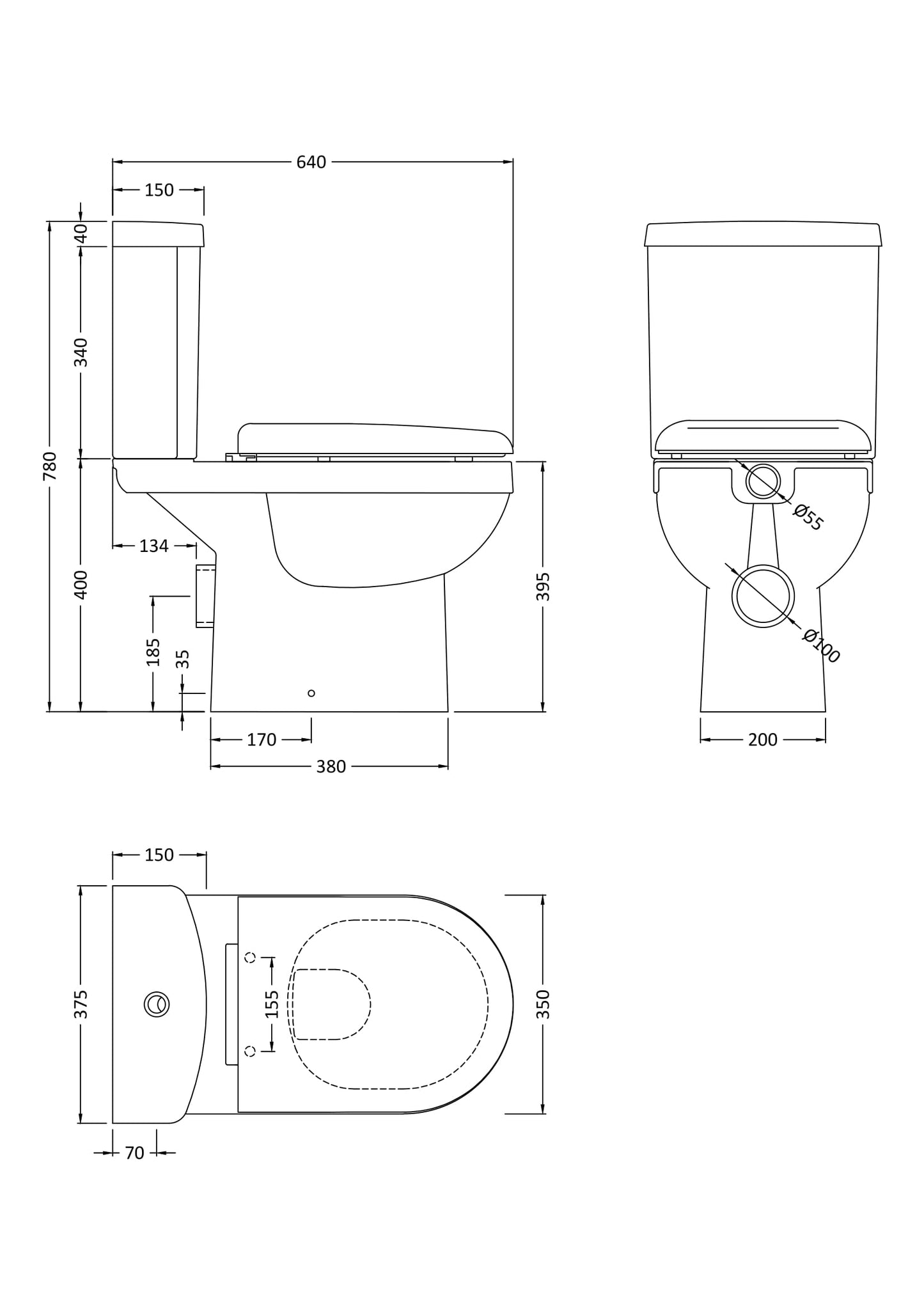 Alberto Close coupled Toilet & Seat