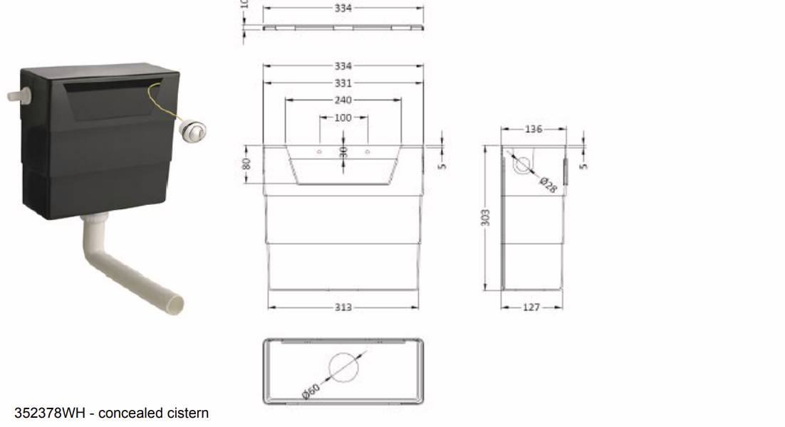 Viva 1050mm All in One Vanity/WC with Pan & Cistern