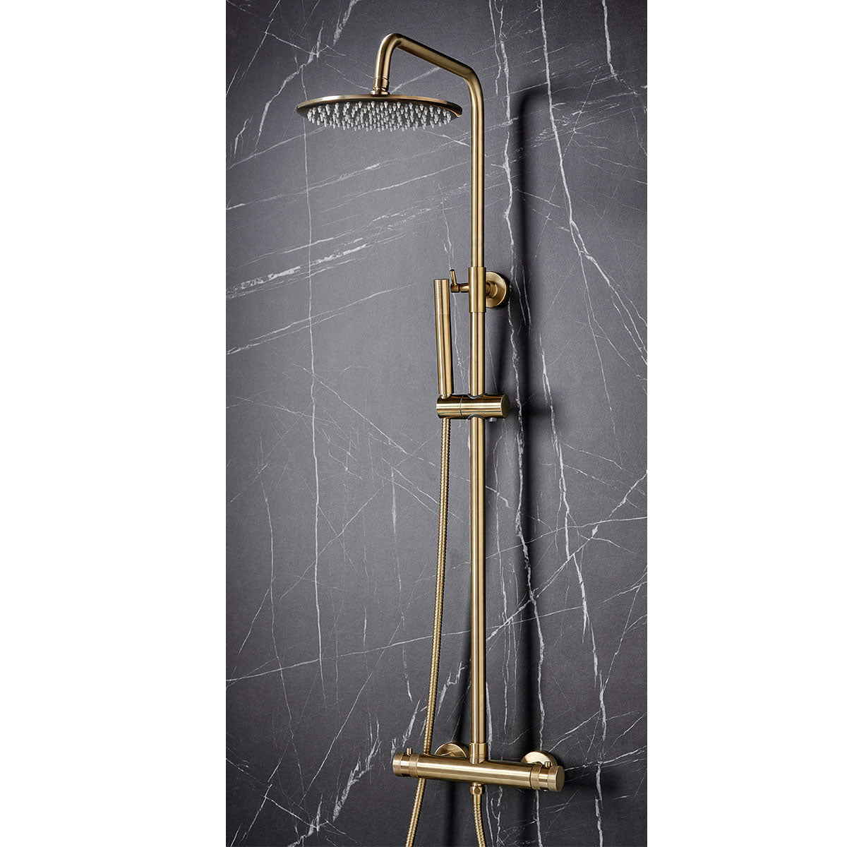Pinnacle Rainhead Shower Bar Mixer - Brushed Brass