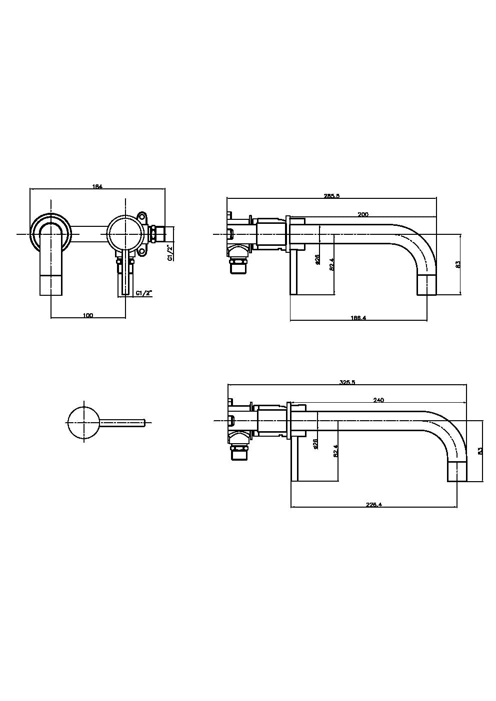 Pinnacle Wall Mounted Bath Filler - Chrome