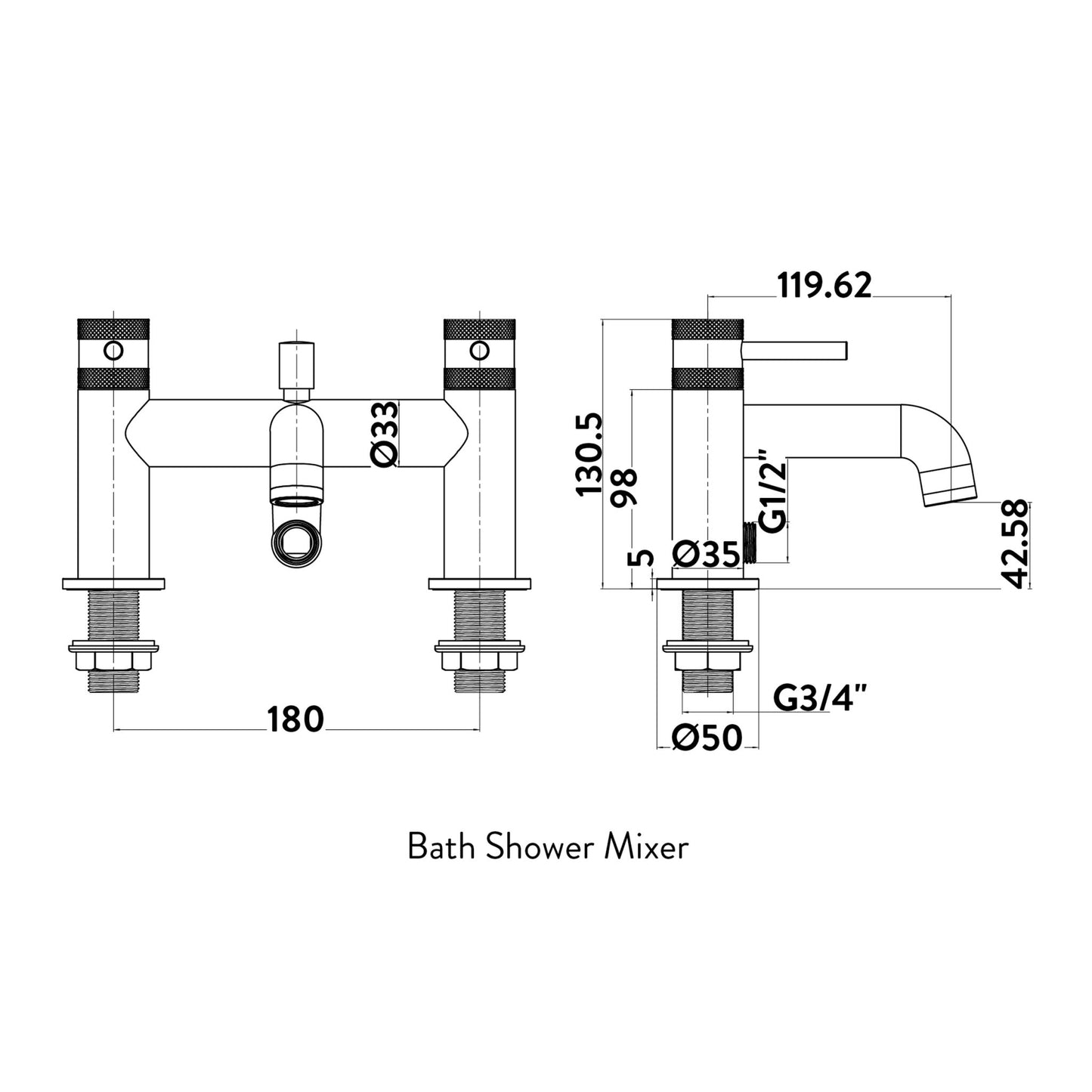 Pinnacle Bath Mixer - Chrome