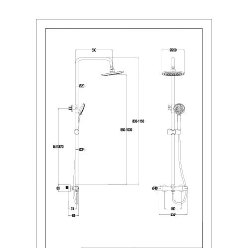 Aqua Square Rainhead Bar Mixer
