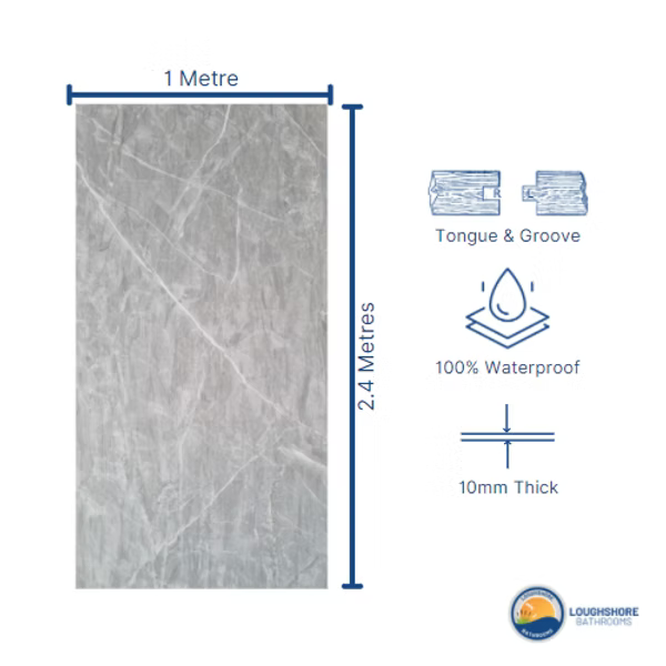 1m PVC Wall Panel - Grey Quartz matt