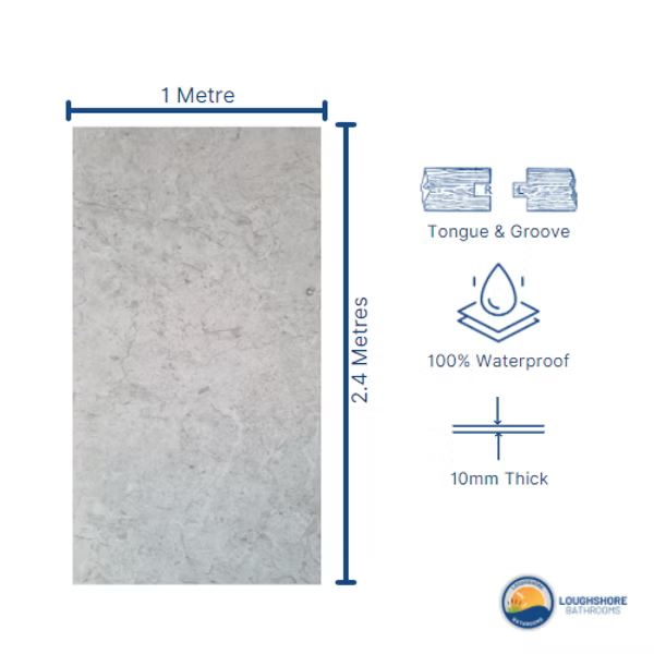 1m PVC Wall Panel - Grey Stone Gloss