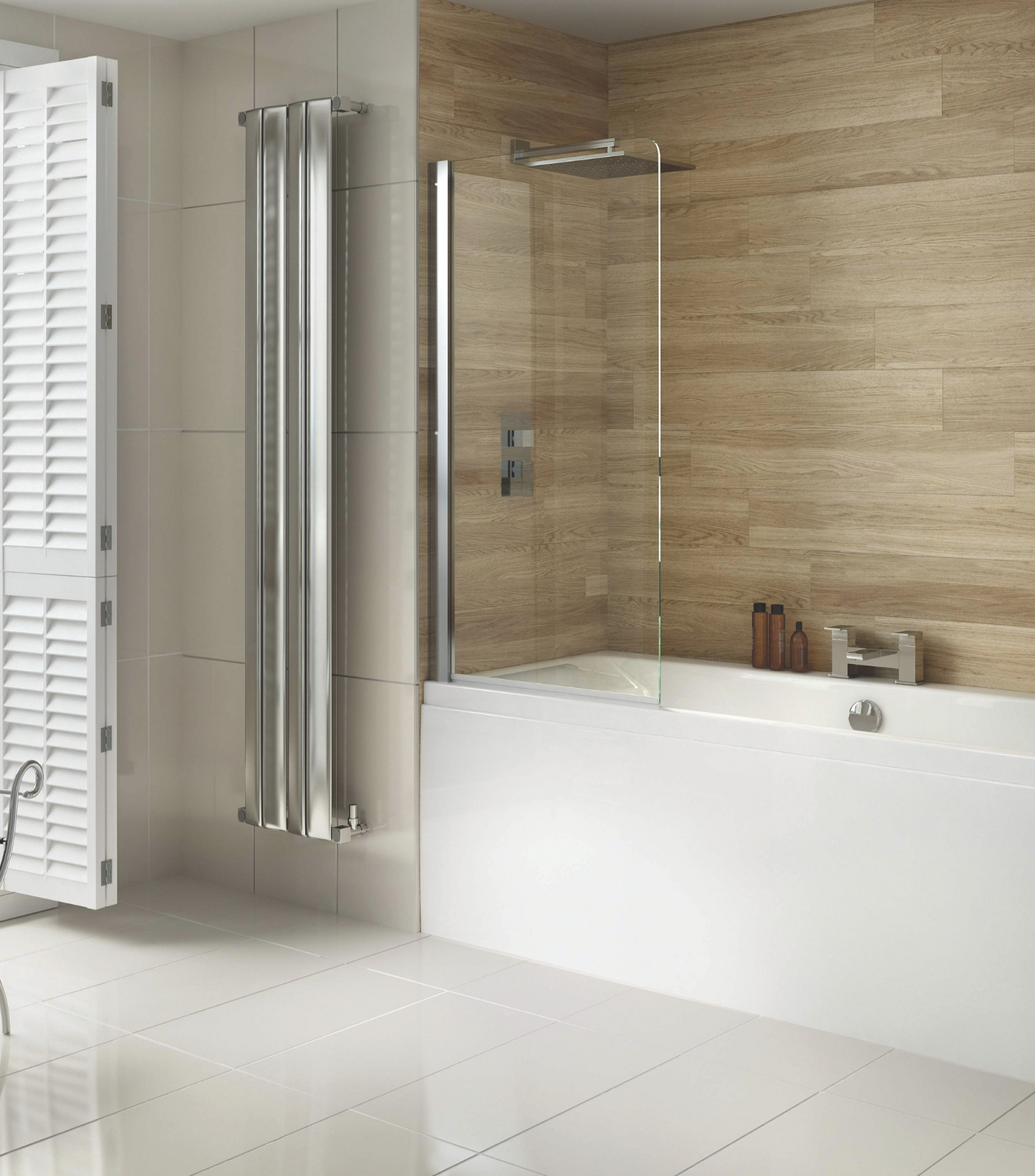 800mm Curved Top Bath Screen - Chrome