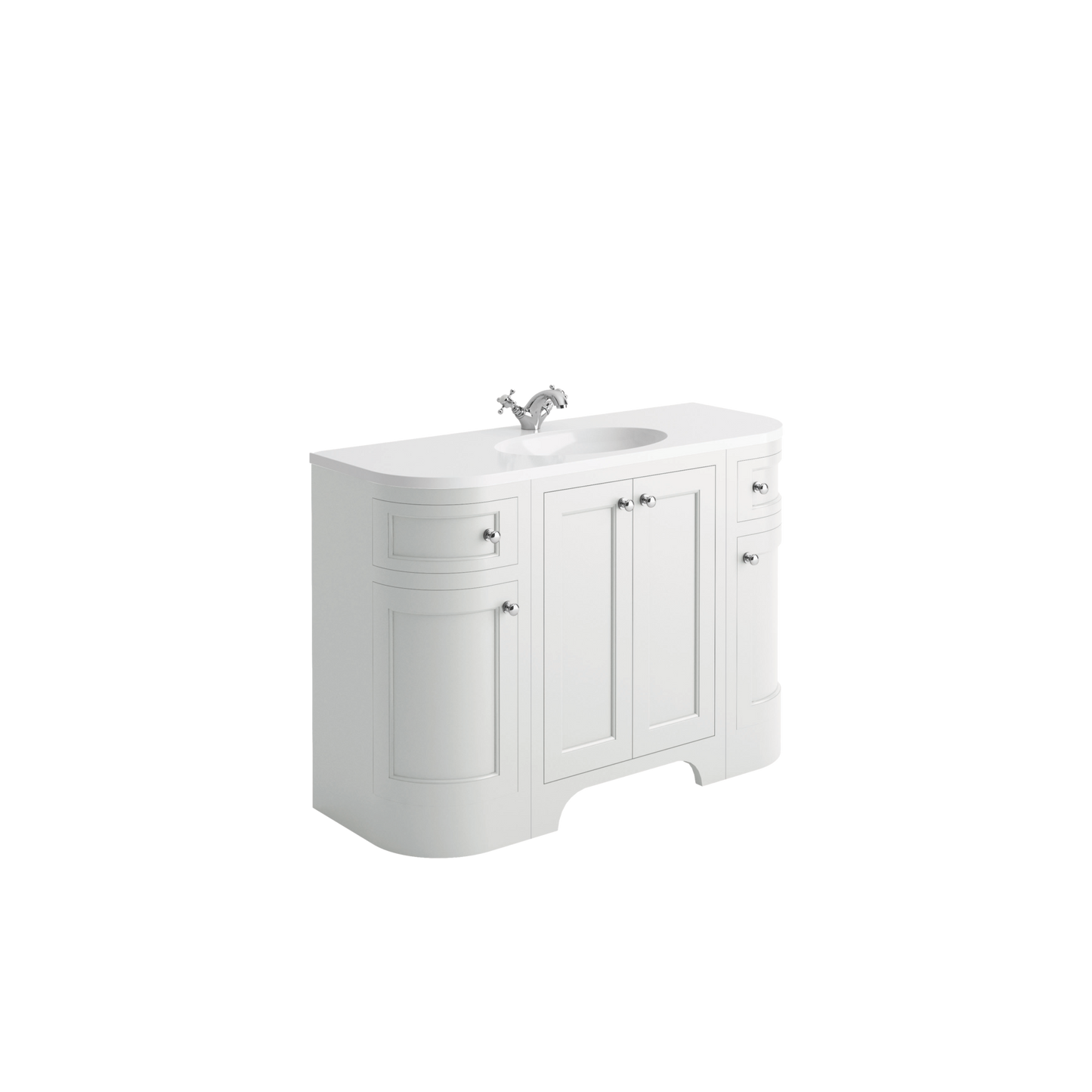 Kensington 1200mm Curved Floorstanding Vanity Unit & Basin - White