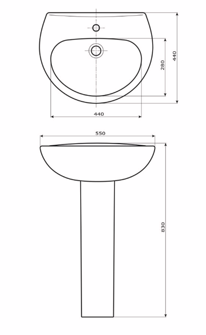 Luzia 550mm Basin & Pedestal