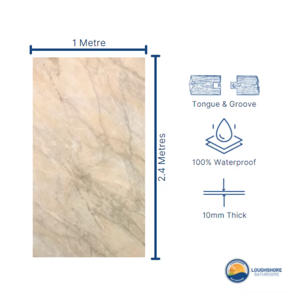 1m PVC Wall Panel - Pargomon Gloss