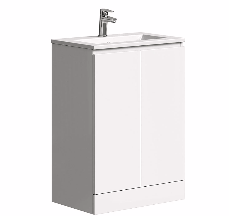 Lucca 600mm 2 Door Floorstanding Vanity Unit & Basin - White