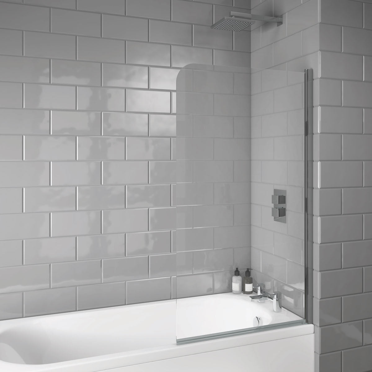 Sense6 Curve Hinged Bath Screen - Chrome