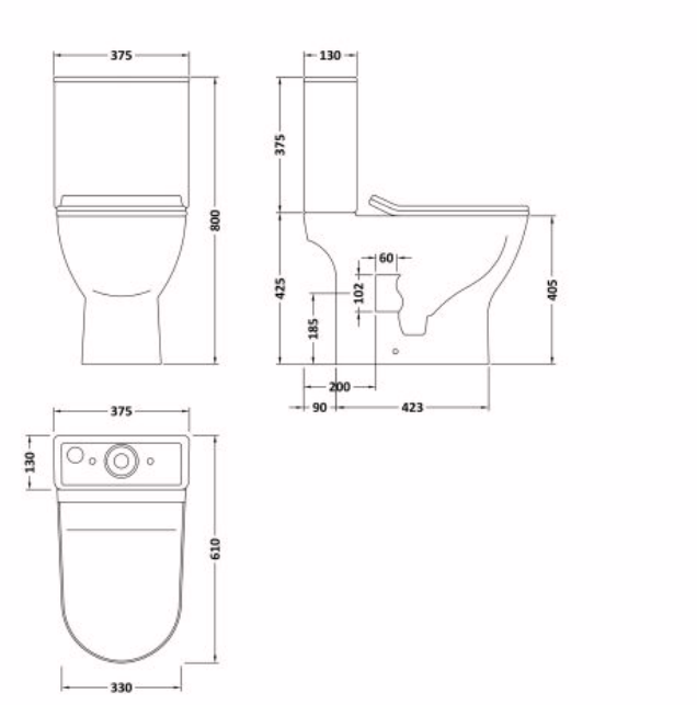 Costa D-shaped Open Back Toilet & Soft Close Seat