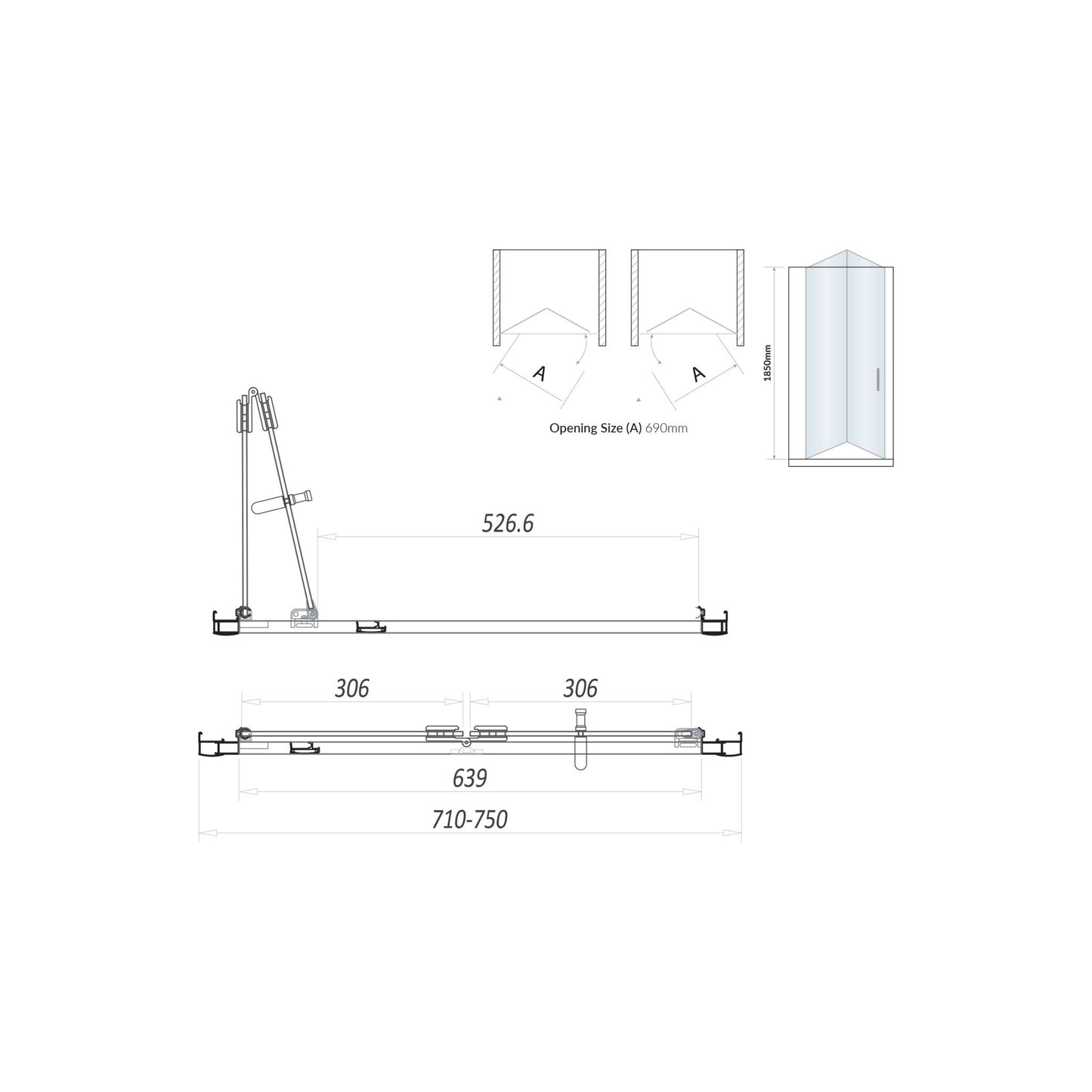 Sense6 800mm Pivot Door - Chrome