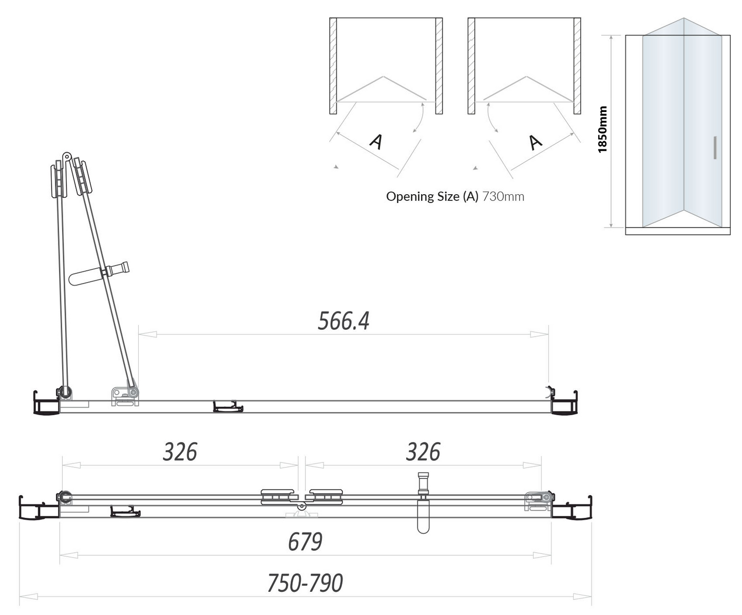 Sense6 800mm Bifold Door - Black