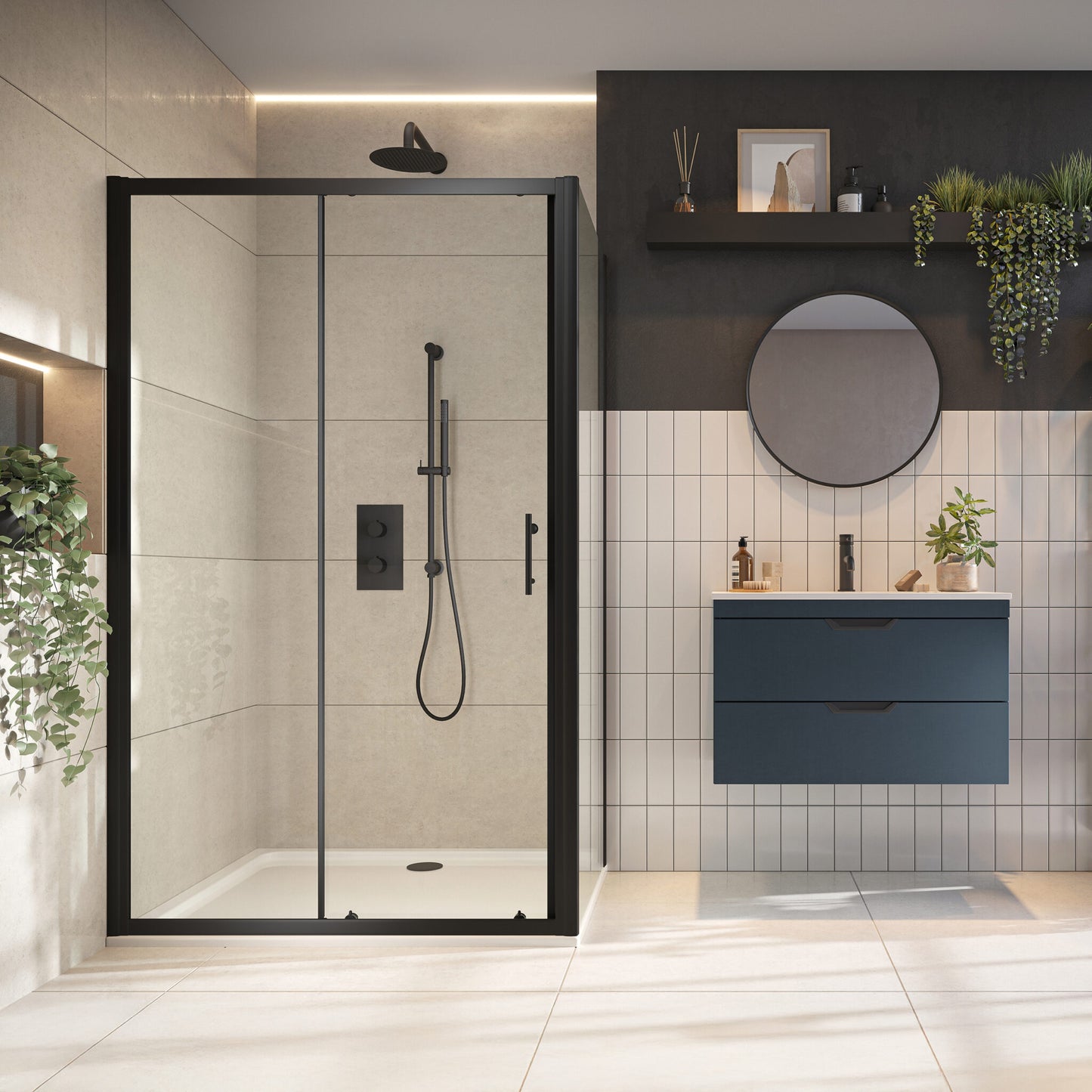 Sense6 1000mm Sliding Door - Black