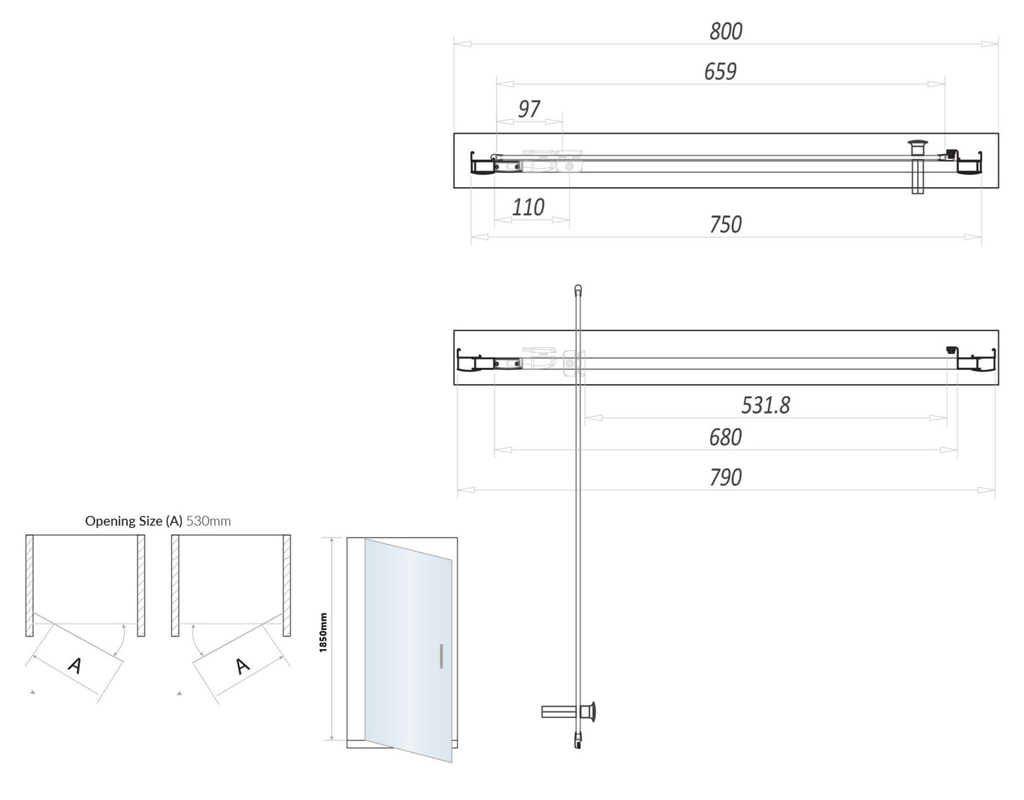 Sense6 800mm Pivot Door - Brushed Brass