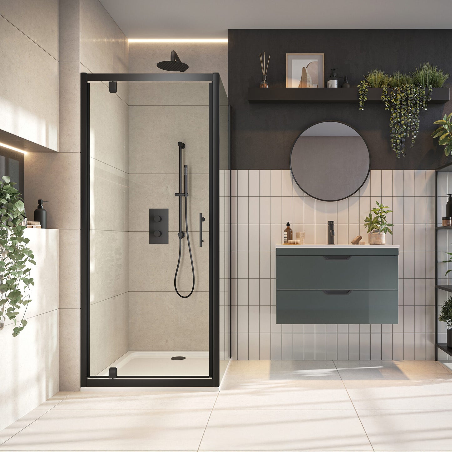 Sense6 900mm Pivot Door - Black