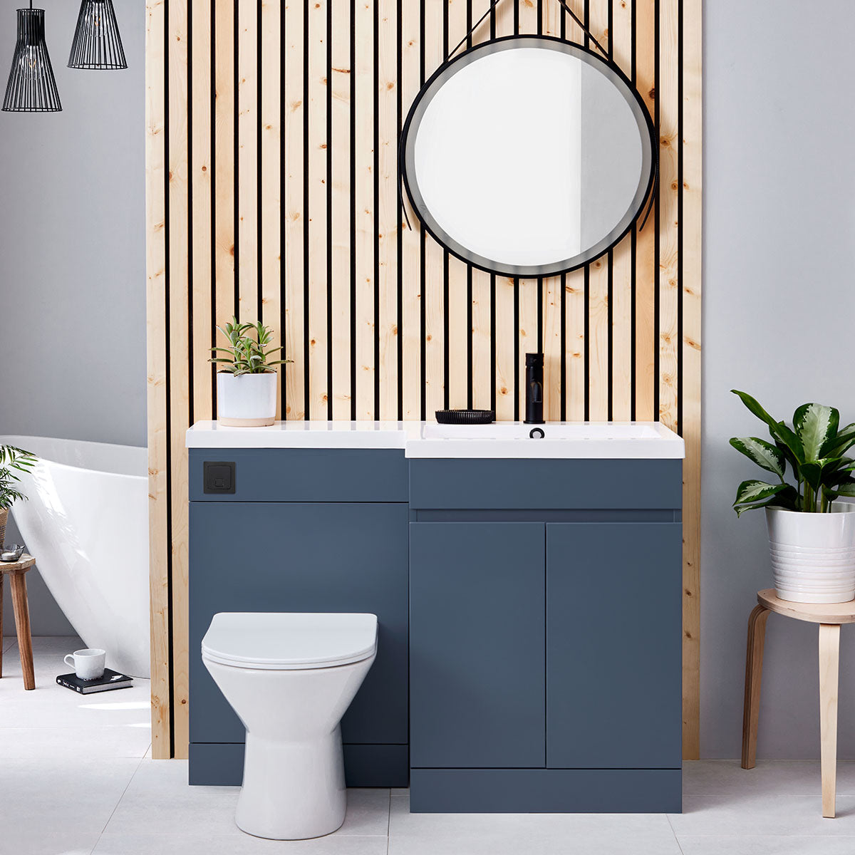 Siena 1100mm Vanity/WC Furniture Set - Blue Right Hand