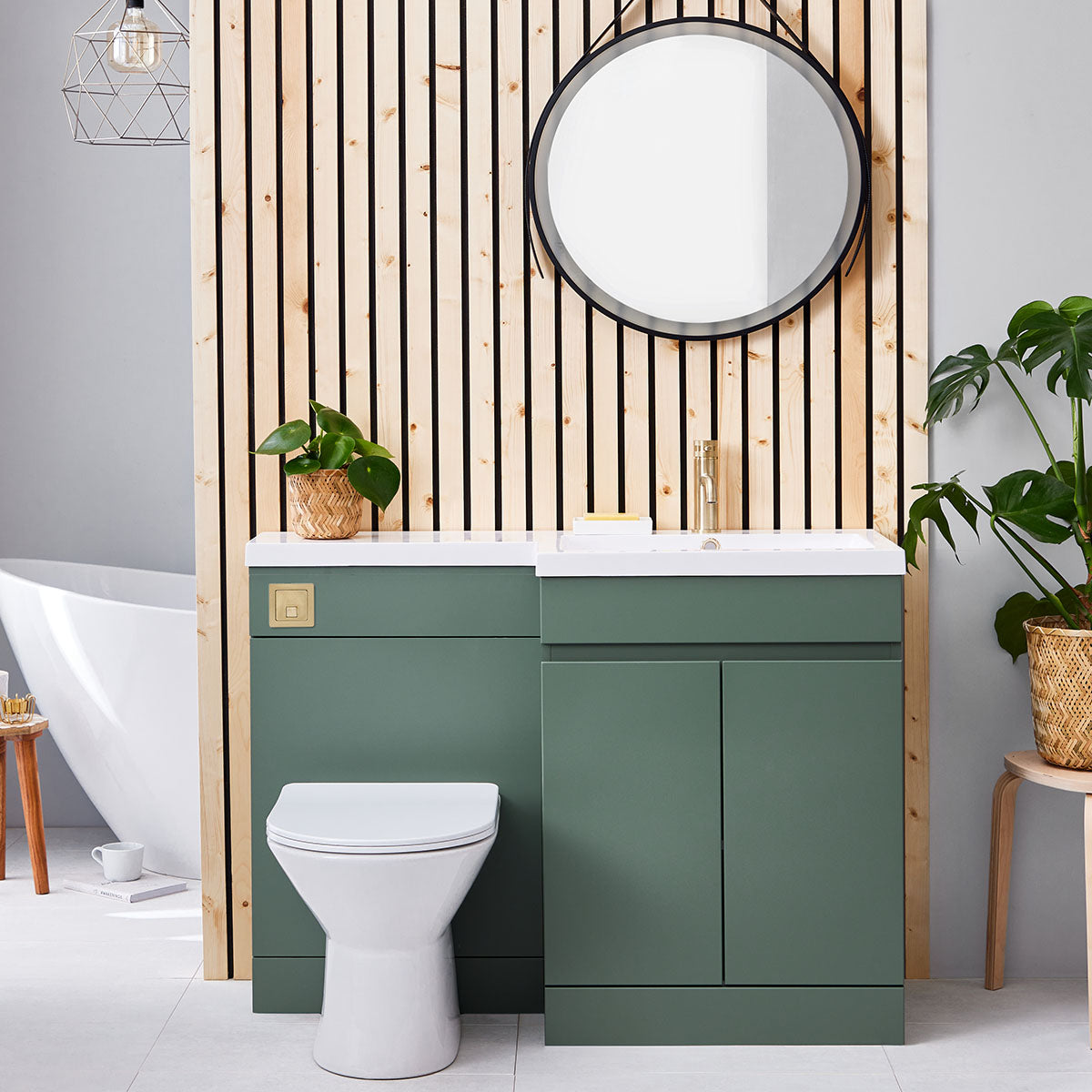 Siena 1100mm Vanity/WC Furniture Set - Green Right Hand