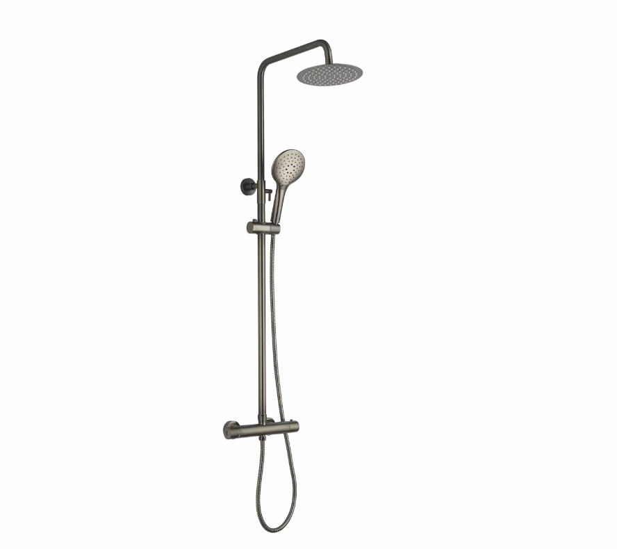 Vittorio Rosetti Signature Round Thermostatic Rainhead Bar Mixer Shower - Gunmetal