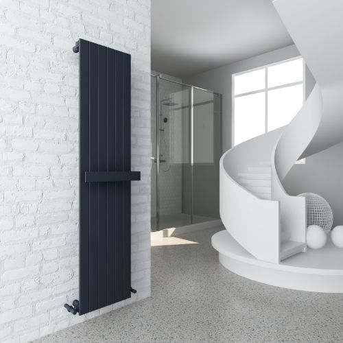 Novo 360x1600mm Vertical Single Radiator & Towel Rail - Anthracite