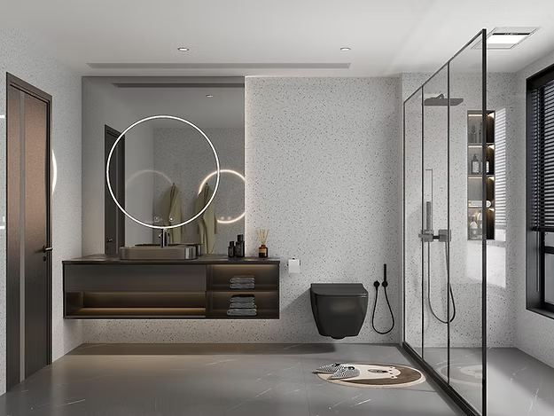 1m PVC Wall Panel - Terazzo Stone Premium matt