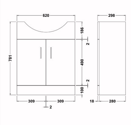 Viva 550mm Floorstanding vanity unit & Basin