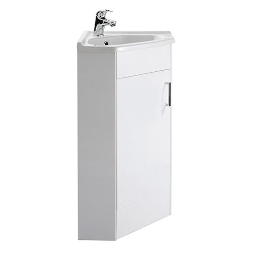Viva Corner 1 Door Vanity Unit & Basin - White