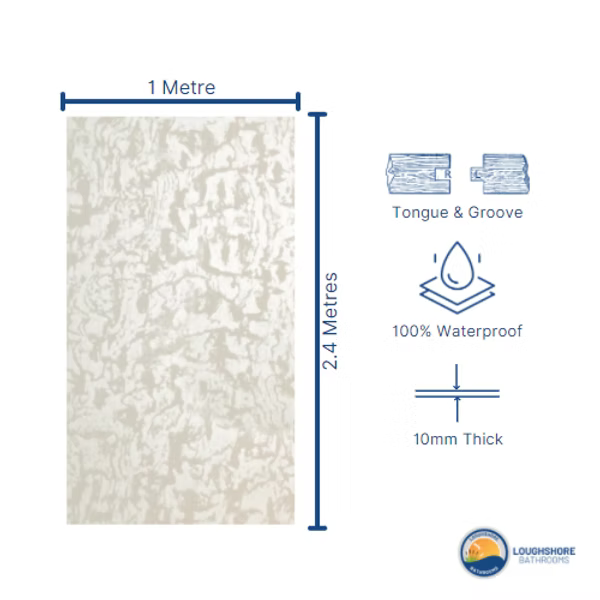 1m PVC Wall Panel - White Frost Gloss