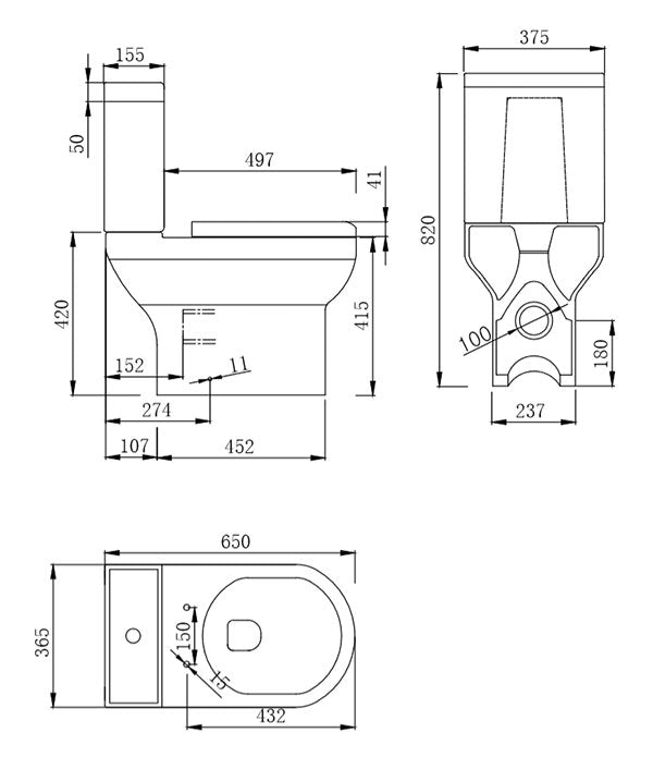 Asha Back to Wall Close Coupled Toilet & Seat