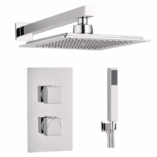 Nero Square Wall Mounted Concealed Shower Kit - Chrome