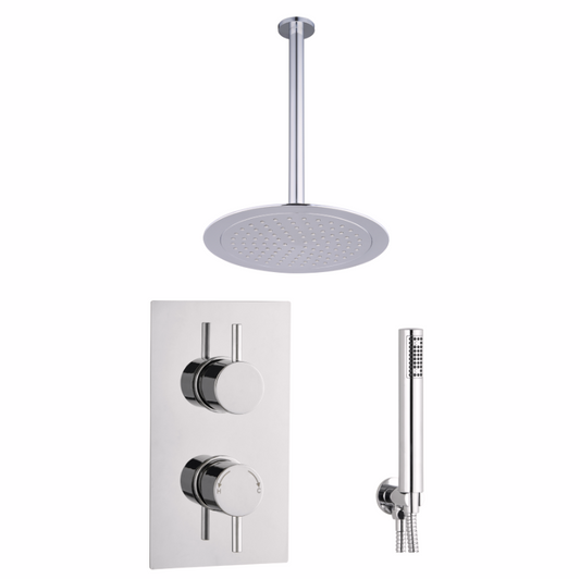 Nero Round Ceiling Mounted Concealed Shower Kit - Chrome