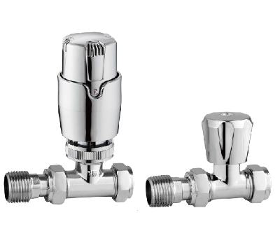 Thermostatic Controlled Straight Radiator Valves - Chrome