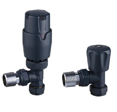 Thermostatic Controlled Angled Radiator Valves - Anthracite