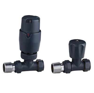 Thermostatic Controlled Straight Radiator Valves - Anthracite