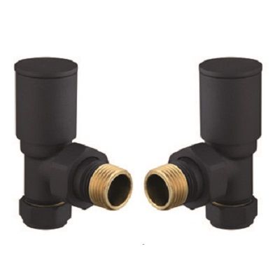 Angled Radiator Valves - Black