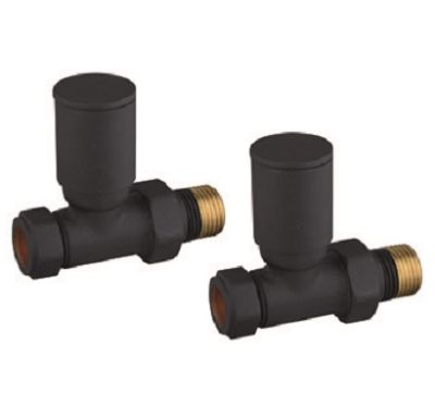 Straight Radiator Valves - Black