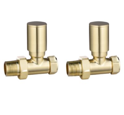 Straight Radiator Valves - Brushed Brass