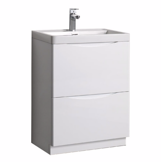 Divo 600mm 2 Drawer Floorstanding Vanity unit & basin - Satin White