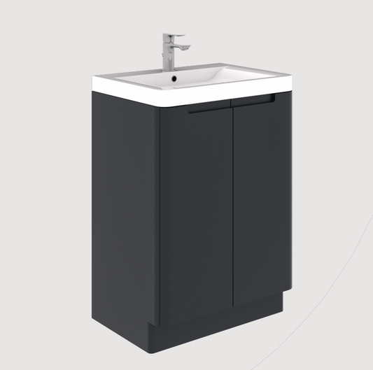 Vela 2 Door Floorstanding Vanity Unit & Basin - Anthracite