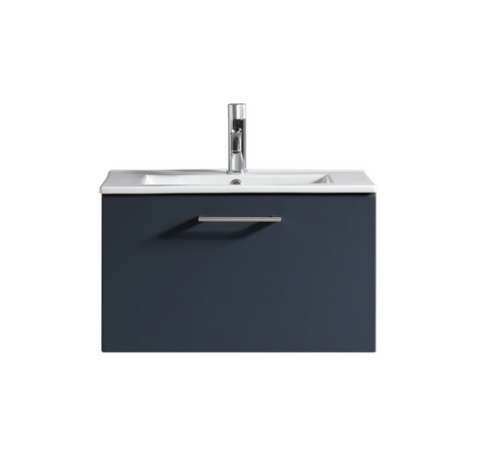 Vicenza 600mm 1 Drawer Wall Mounted Vanity Unit & Basin - Midnight Blue