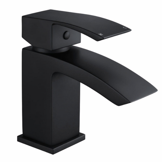 Flow Curve Basin Mixer & Waste - Black