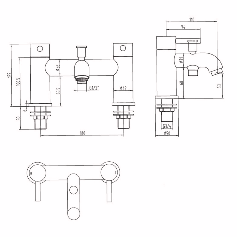 Stil Bath Mixer - Brushed Brass